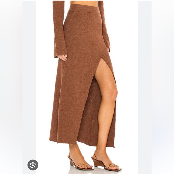 Nanushka Dresses & Skirts - BNWT NANUSHKA $370 Ainsley Mock Wrap Midi Skirt Boucle Fabric in Nutmeg S